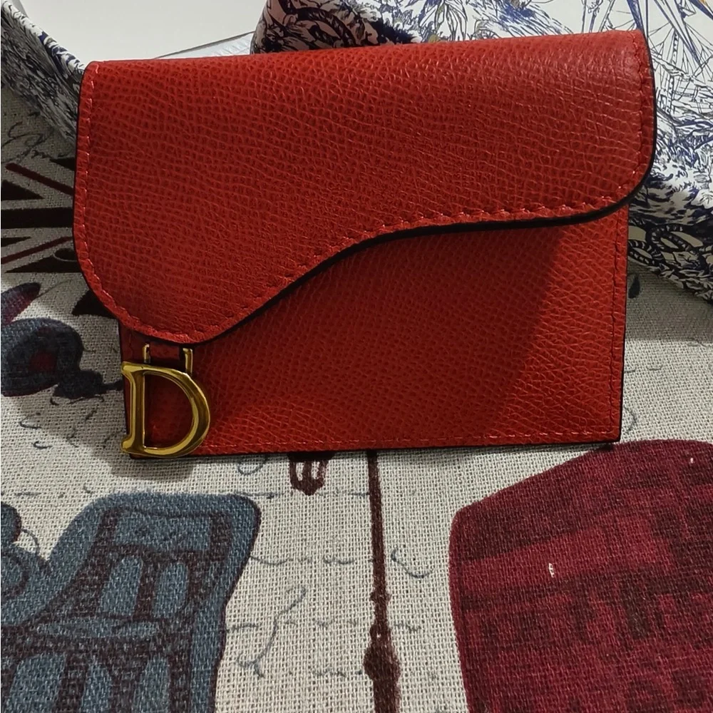 Dior Red Leather Mini Crossbody with Gold 'D' Charm Accent